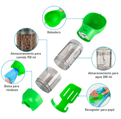 Botella portatil 4 en 1 multifuncional (mascotas)